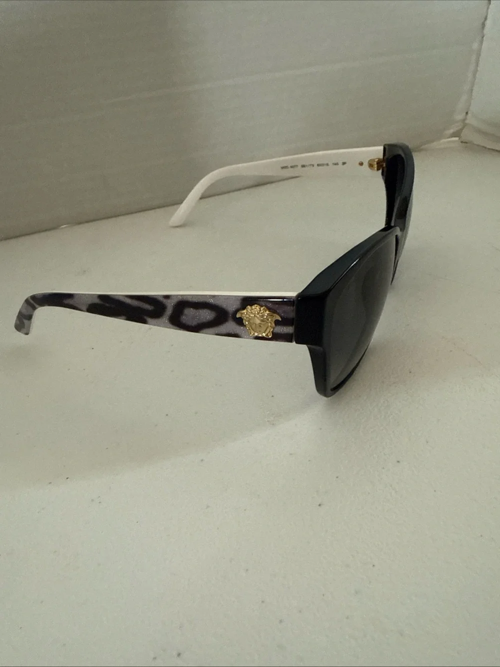 Versace Women's Purple Leopard Print Sunglasses with Gold Medusa Accent